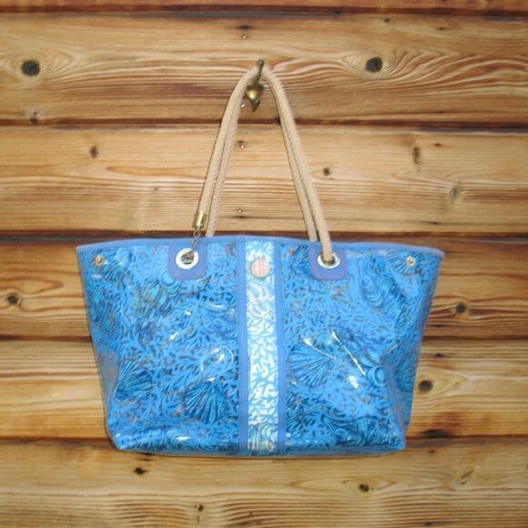 Lilly Pulitzer Large PVS Seashell Print Tote Beach Bag - Picture 1 of 15